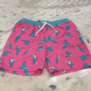 Chubbies Pink and Blue Toucan Swim Trunks